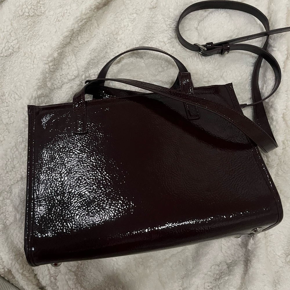 Deep red faux leather bag